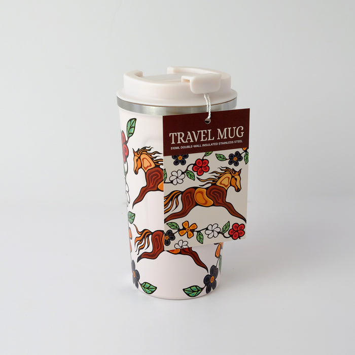 Stainless Steel Travel Mug "Horses" by Storm Angeconeb