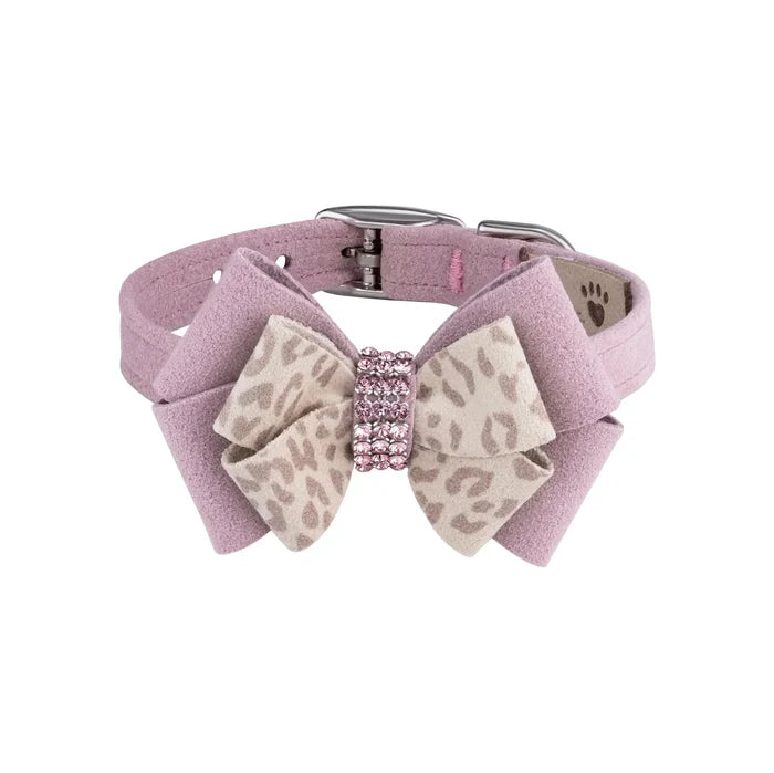Susan Lanci Baby Cheetah & Rosewood Double Nouveau Bow Collar