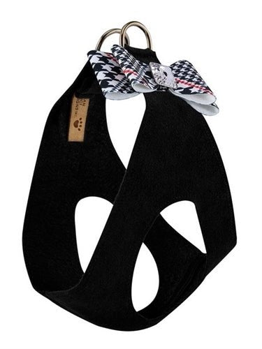 Susan Lanci Classic Glen Houndstooth Big Bow with Black Step In Harness - Posh Puppy Boutique