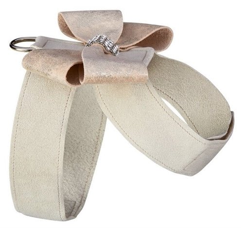 Susan Lanci Doe Tinkie Harness with Champagne Glitzerati Nouveau Bow - Posh Puppy Boutique