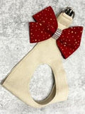 Susan Lanci Doe with Gold Stardust Burgundy Nouveau Bow Step in Harness - Posh Puppy Boutique