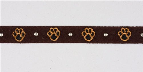 Susan Lanci Embroidered Paws with Studs Ultrasuede Dog Collar - Posh Puppy Boutique