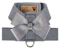 Susan Lanci Platinum Tinkie Harness with Platinum Glitzerati Nouveau Bow - Posh Puppy Boutique