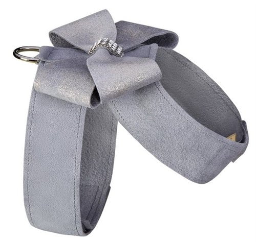 Susan Lanci Platinum Tinkie Harness with Platinum Glitzerati Nouveau Bow - Posh Puppy Boutique