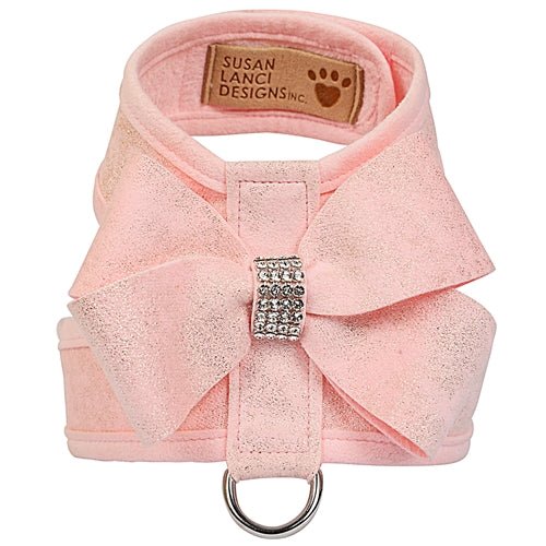 Susan Lanci Puppy Pink Glitzerati Nouveau Bow Tinkie Harness with Puppy Pink Trim - Posh Puppy Boutique