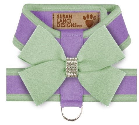 Susan Lanci Two Tone Nouveau Bow Tinkie Harness in French Lavender and Mint - Posh Puppy Boutique