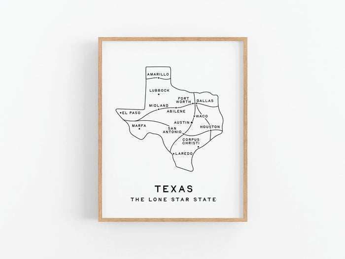 Texas Map Art Print