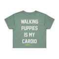 Walking Puppies is My Cardio Leopard Print Crop Top