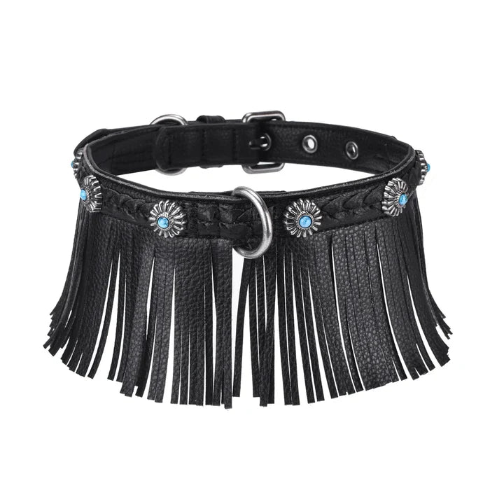 Western Fringed Style Collar in Black