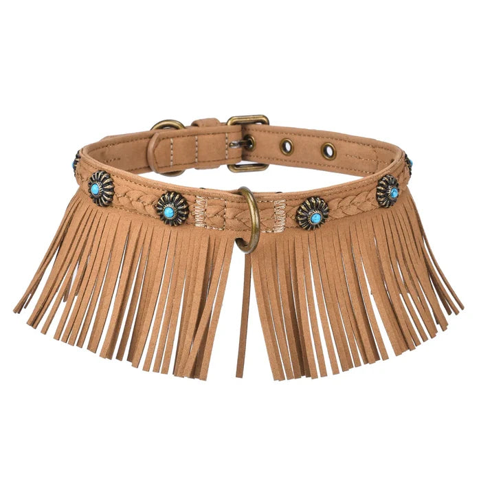 Western Fringed Style Collar in Tan