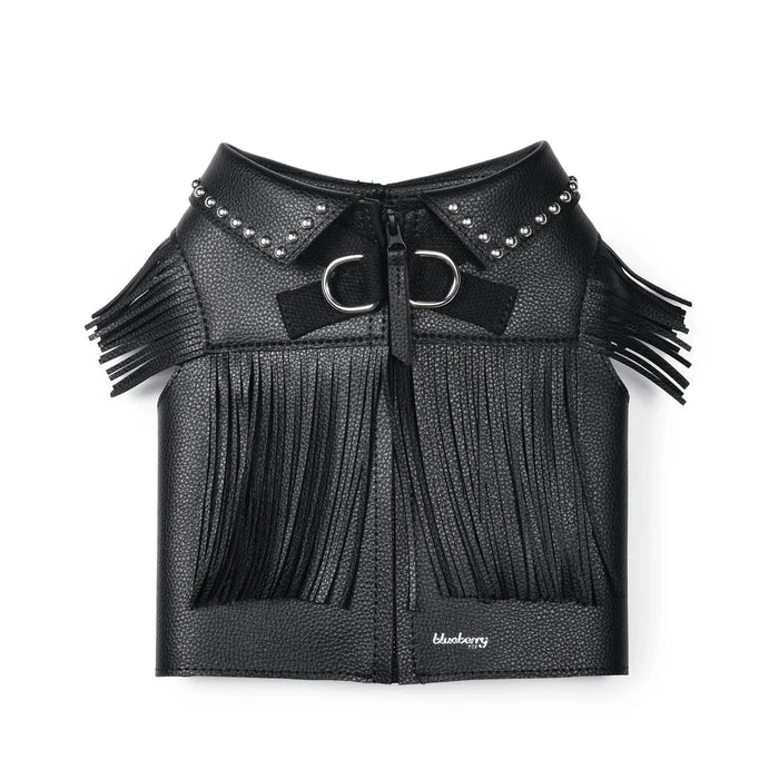 Western Fringed Style Harness Jacket in Black