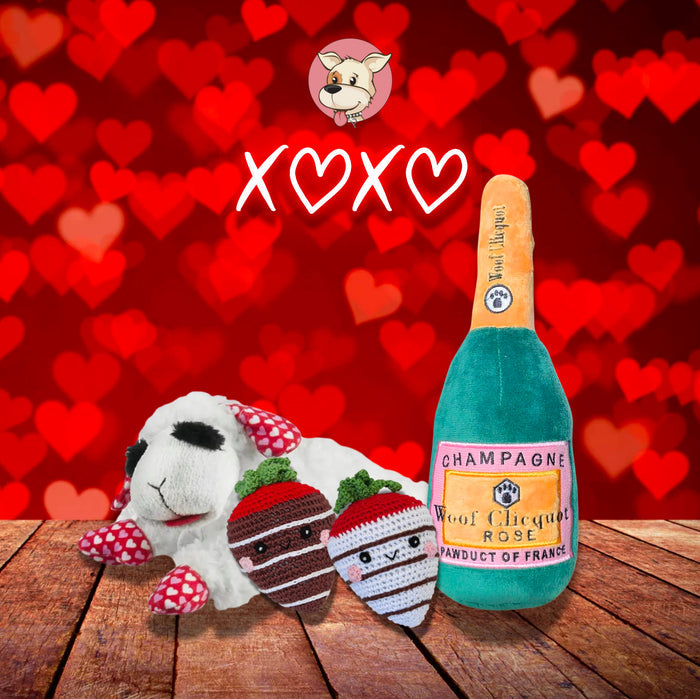 Woof Clicquot Rose' Champagne Bottle Plush Toy