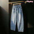 Wooflink Barrel Jean Stone Wash Jeans for Mom