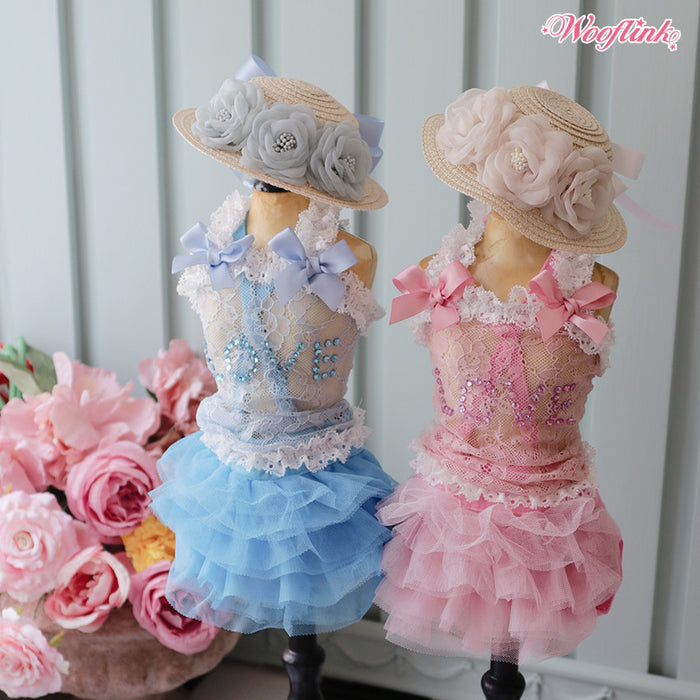 Wooflink Love Lace Top in Blue