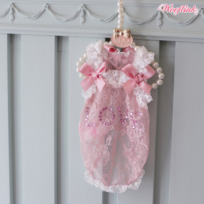 Wooflink Love Lace Top in Pink