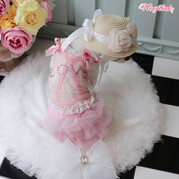 Wooflink Love Lace Top in Pink