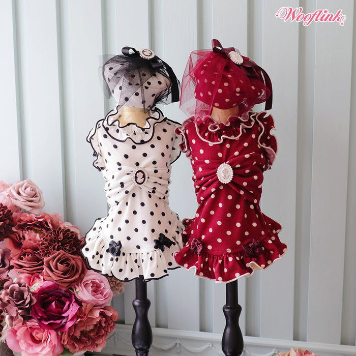 Wooflink Polka Polka Mini Dress in Black
