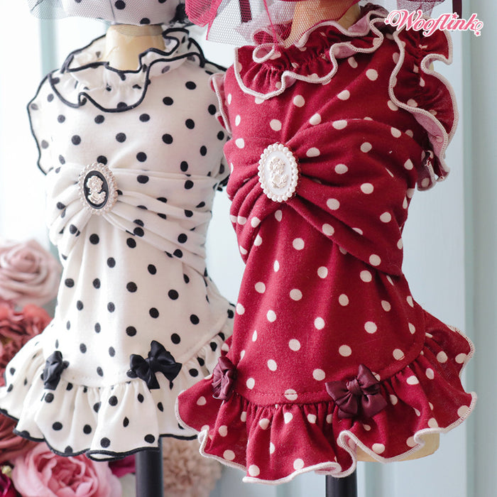 Wooflink Polka Polka Mini Dress in Black