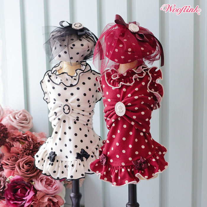 Wooflink Polka Polka Mini Dress in Black