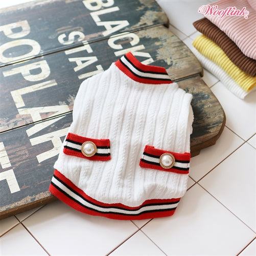 Wooflink Preppy Sweater in White - Posh Puppy Boutique