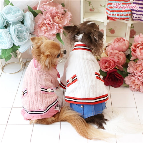 Wooflink Preppy Sweater in White - Posh Puppy Boutique