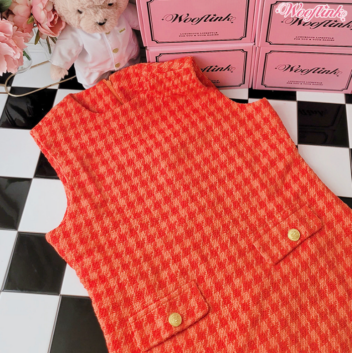 Wooflink Tweed Dress for Mom - Orange